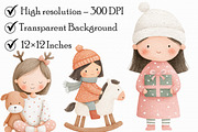 Cute Christmas and Little Girl Clipa, an Illustration by Libby Wishes (Thumbnail 7 of 7)