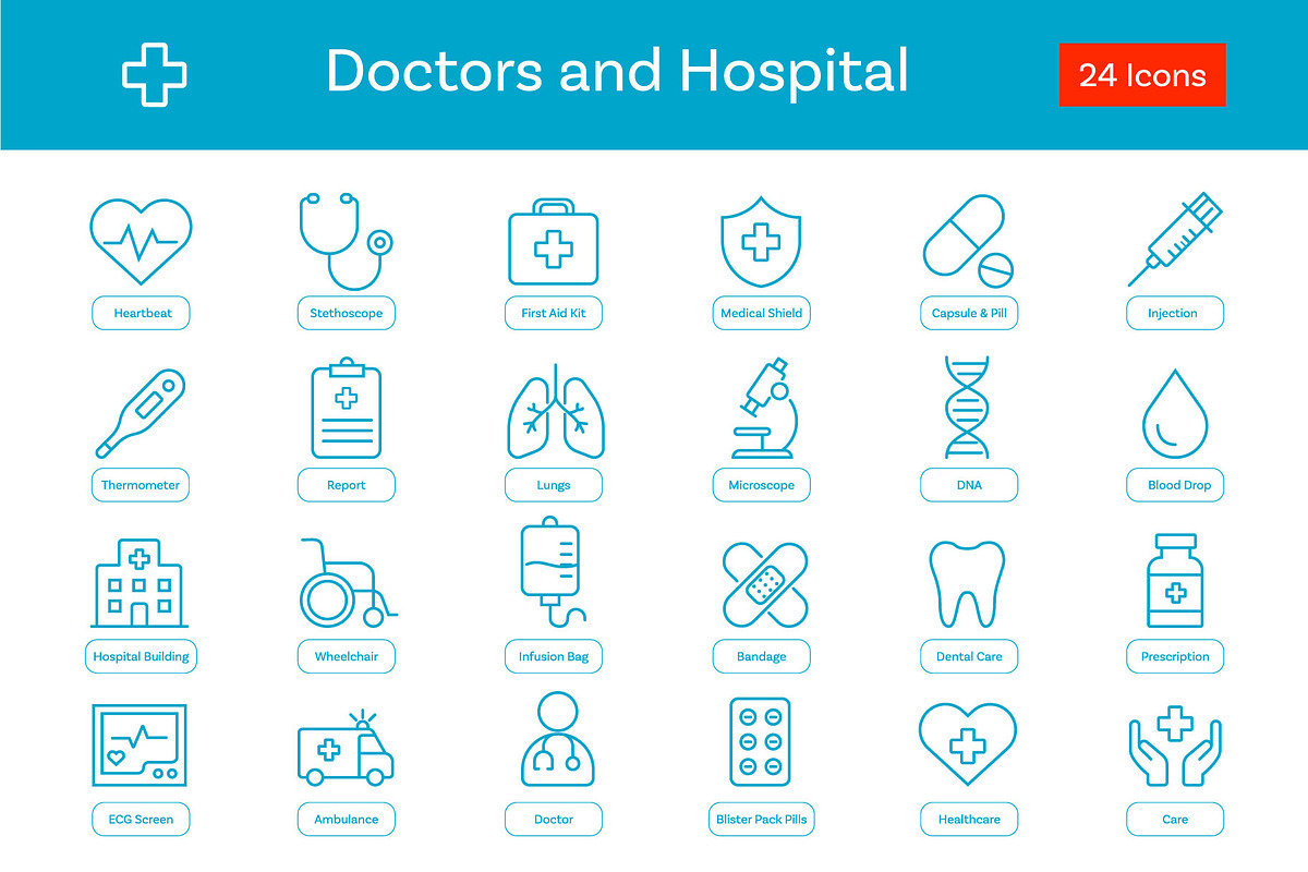 Medical & Healthcare Line Icons, an Outline Icon by Motaleb Hossain (Photo 1 of 3)
