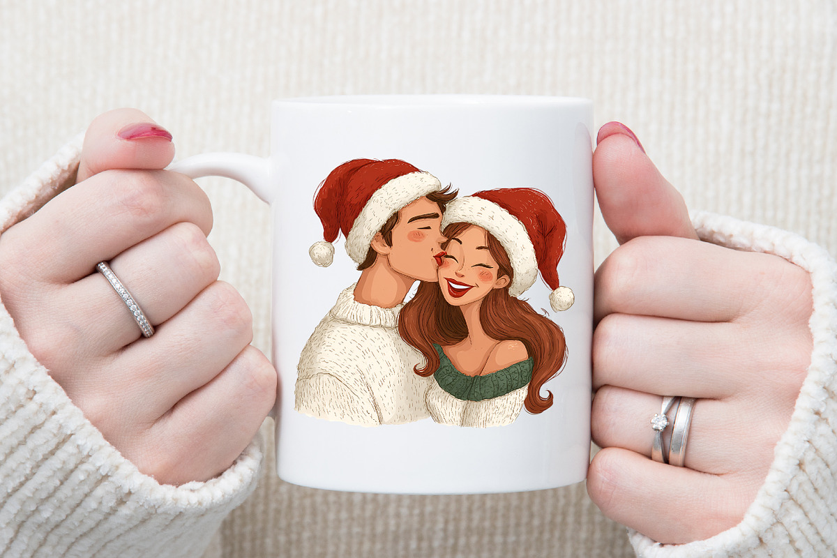 Watercolor Christmas Couple Clipart, an Animal Illustration by Sublimation Artist (Photo 4 of 6)