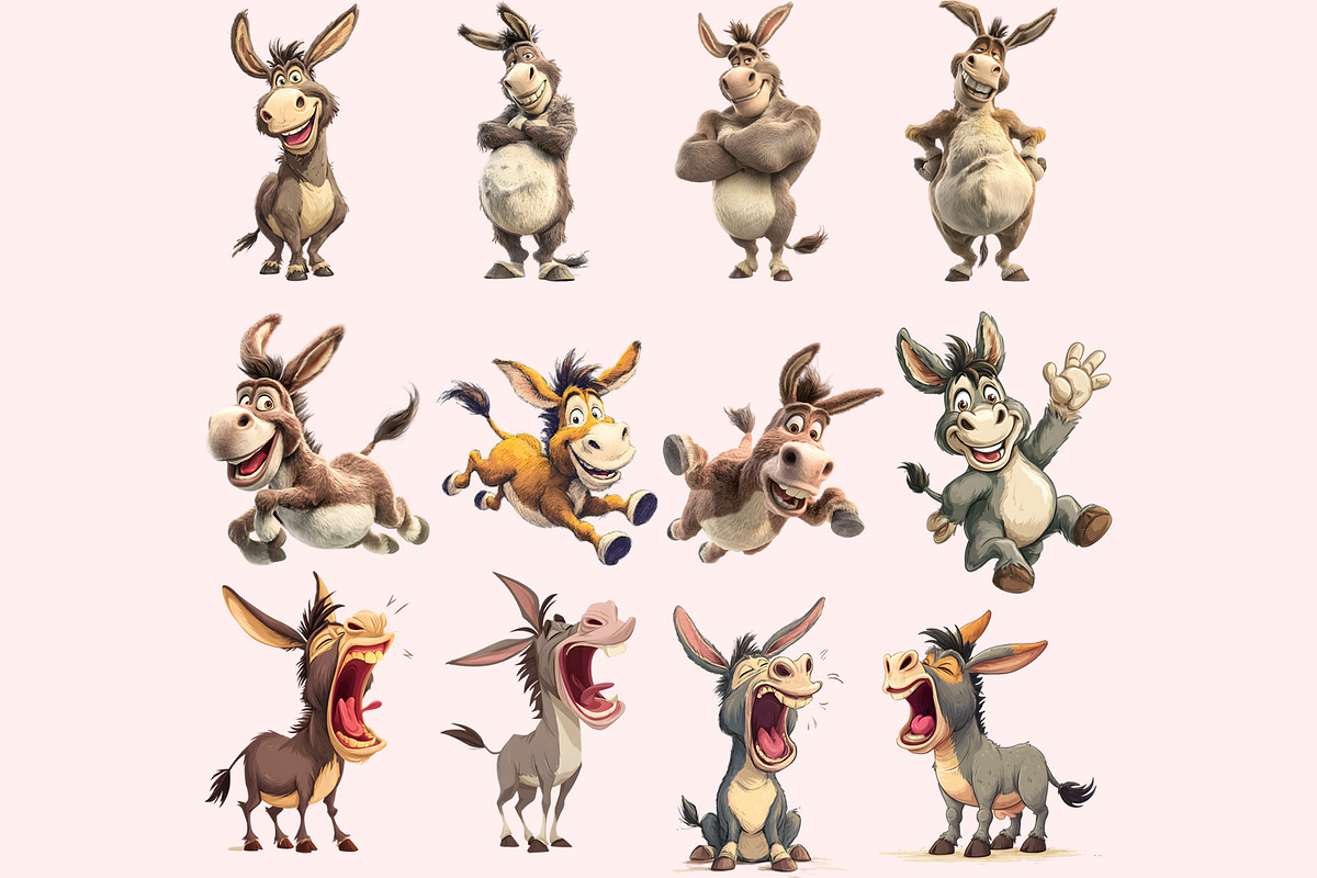Funny Donkey Clipart PNG Bundle, a Graphic by M9 Design (Photo 6 of 8)