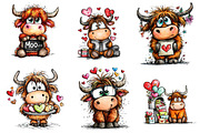 valentine highland cow clipart, an Illustration by CreationArt (Thumbnail 4 of 4)