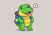 Cute Crocodile Traveling With Bag, an Animal Illustration by Catalyst Labs (Thumbnail 2 of 3)