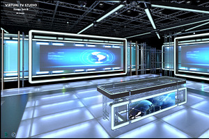 Virtual TV Studio News Set 8