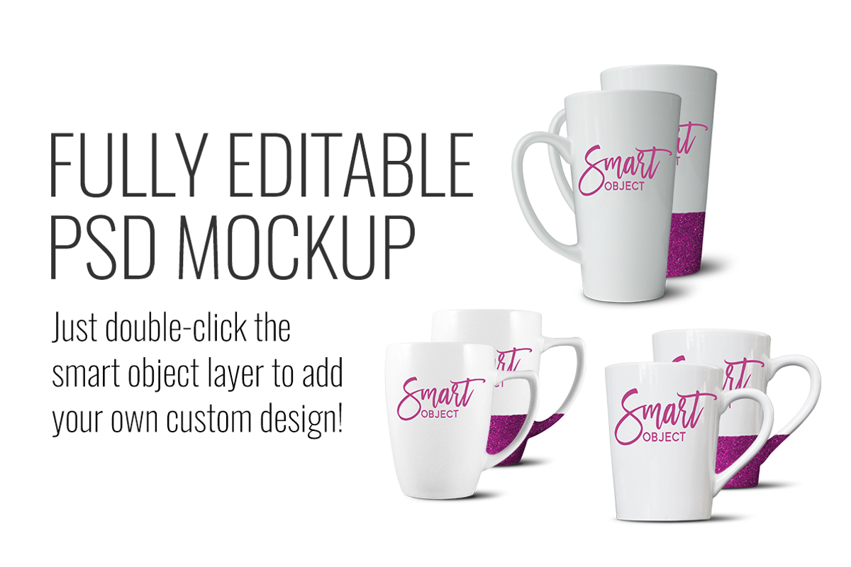 White Mug Bundle - Latte, 14oz, 12oz, a Product Mockup by SarahDesign (Photo 3 of 7)