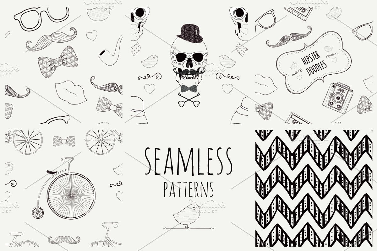Eight Seamless Hipster Patterns
