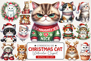 Christmas Cute Cat Sublimation Clipa, an Illustration by RobertsArt (Thumbnail 1 of 7)