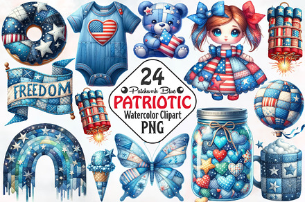 Patchwork Blue Patriotic Sublimation