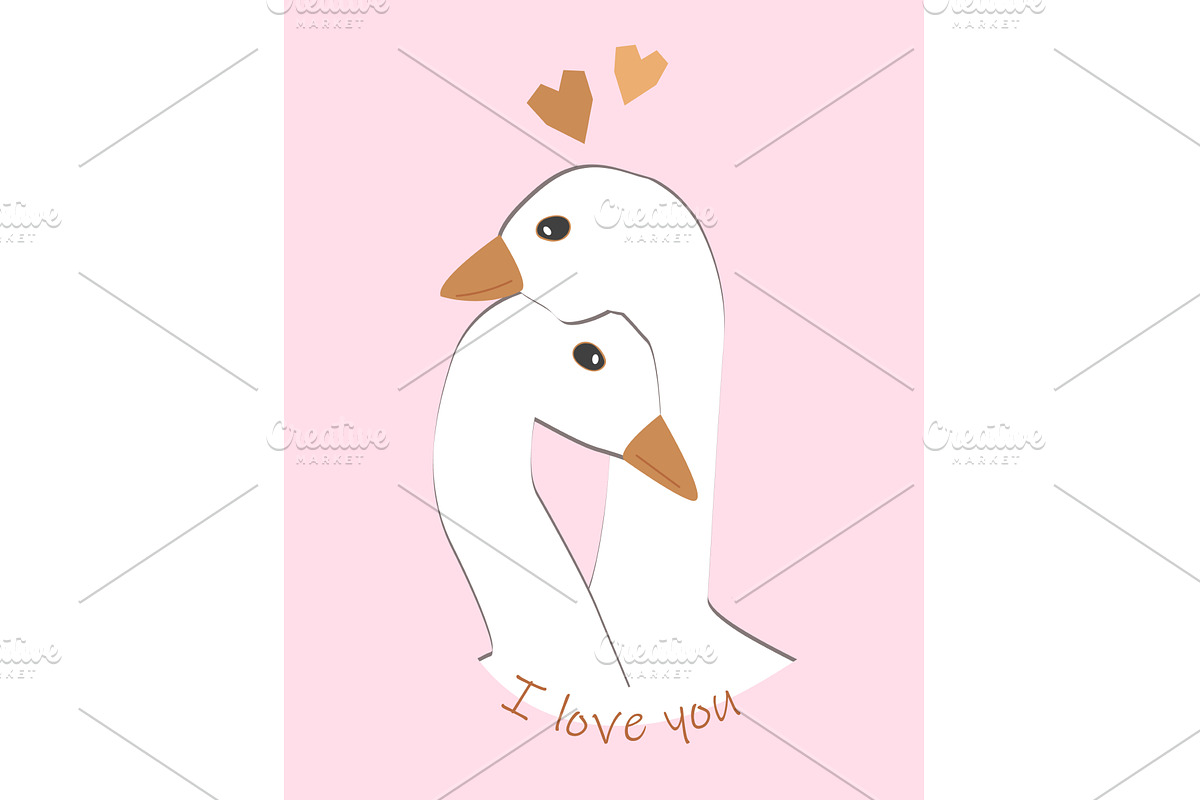 Goose Hugs couple with intertwined, an Animal Illustration by Toltemara