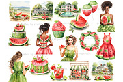 Watermelon Clipart | Summer Girl PNG, a Food Illustration by GlamArtZhanna (Thumbnail 4 of 6)