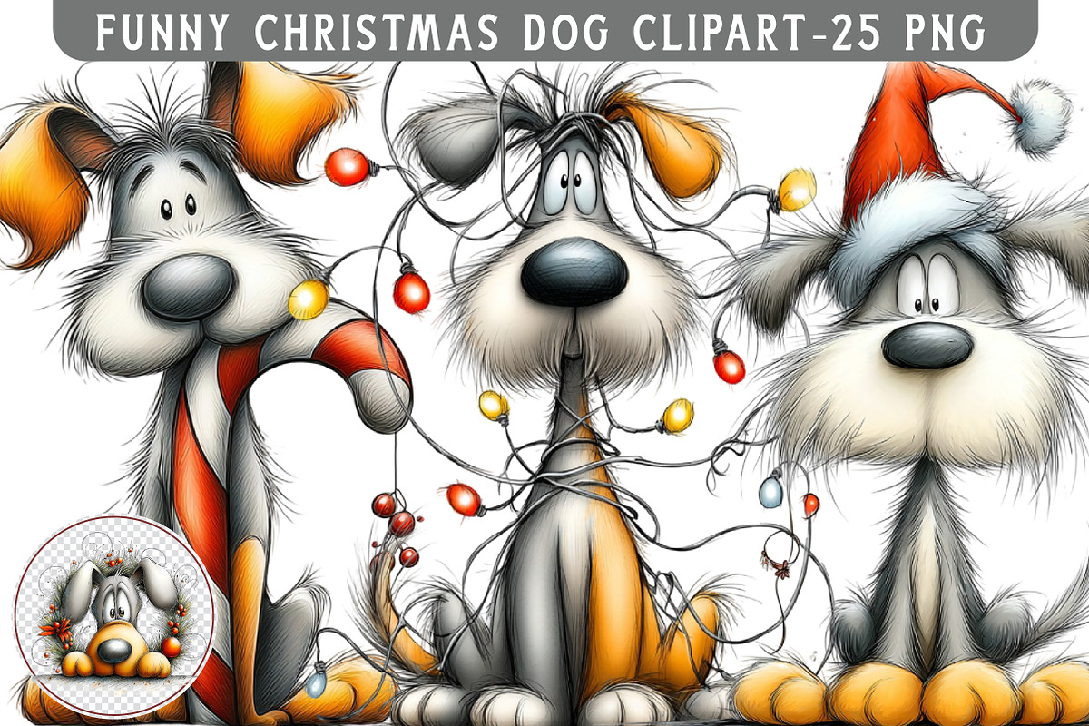 Funny Christmas Dog Clipart, an Illustration by Libby Wishes (Photo 1 of 7)