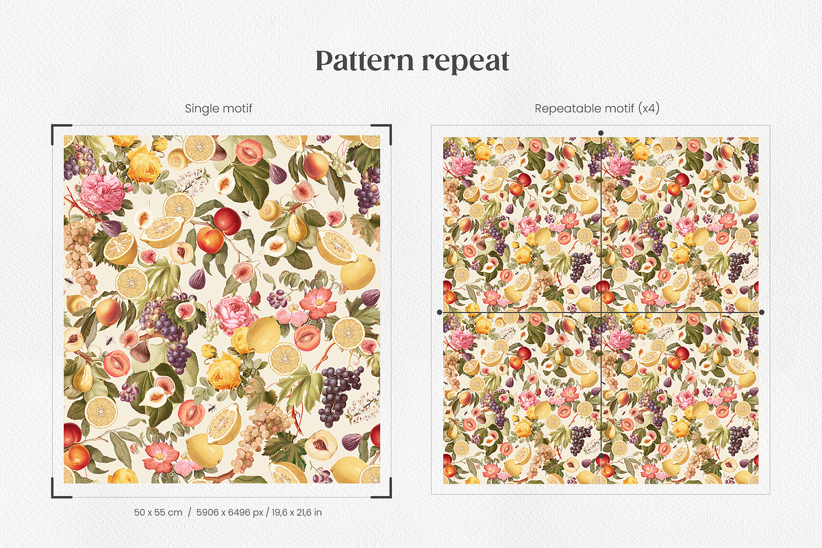 Summer Vintage Fruit Pattern, a Pattern Graphic by Yello_illustration (Photo 3 of 16)