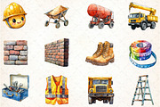 Cute Construction Watercolor Clipart, an Illustration by DreamCafeArt (Thumbnail 3 of 5)