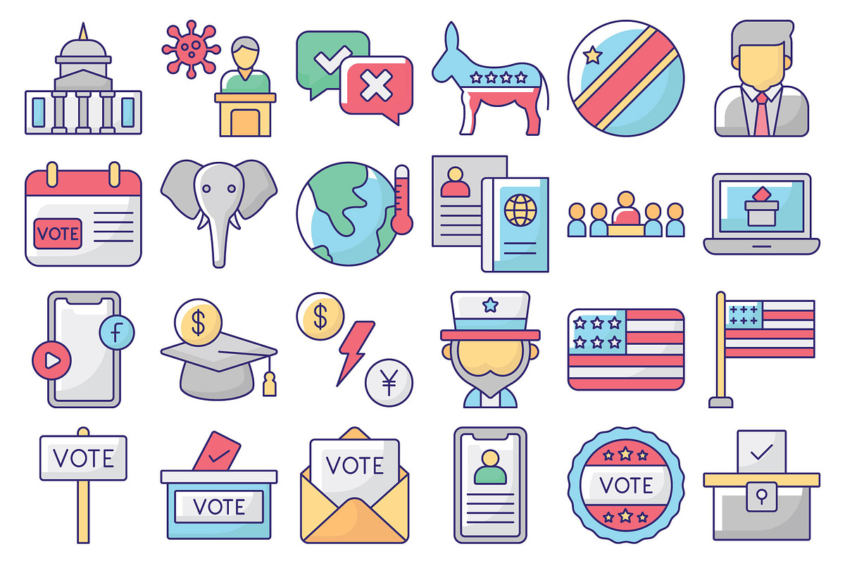 USA Election Vector Icons Pack, a Solid Icon by Vector Portal (Photo 2 of 5)