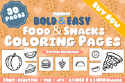 30 Food & Snacks Coloring Pages, a Food Illustration by FunFact (Thumbnail 1 of 3)