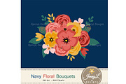 Navy Floral Bouquet Flowers, an Illustration by JennyL Designs (Thumbnail 3 of 5)