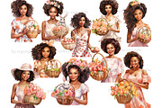 Easter Pastel Clipart | Black Woman, a Seasonal Illustration by GlamArtZhanna (Thumbnail 3 of 4)