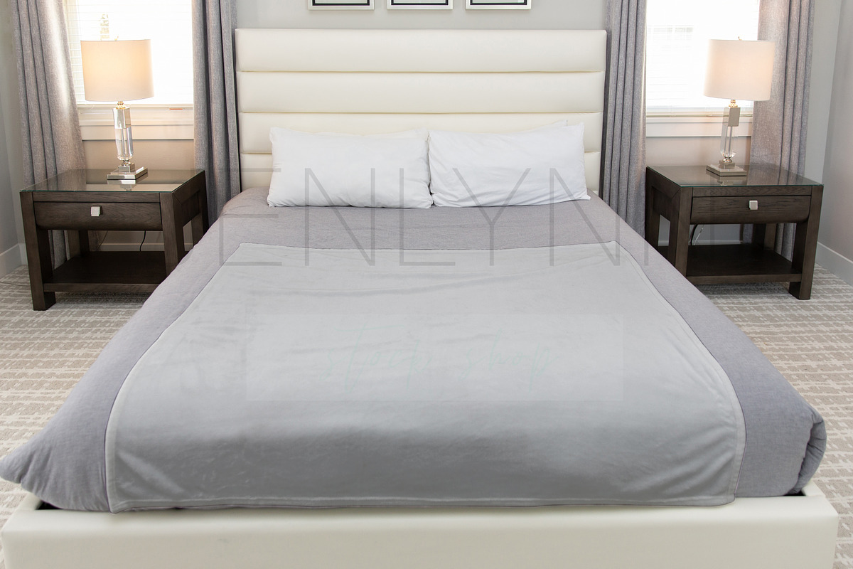 Minky Blanket Mockup on Bed #VH08, a Product Mockup by JENLYNN Stock Shop (Photo 6 of 6)