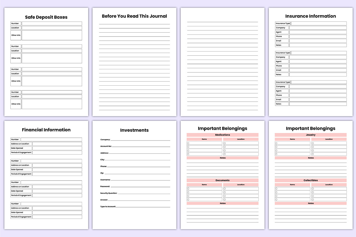 Printable End of Life Planner Canva, a Stationery Template by Mustafiz (Photo 4 of 7)