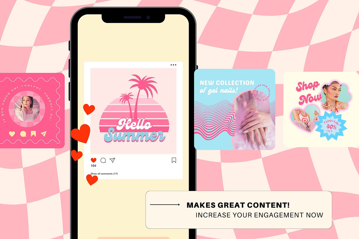 Barbiecore Instagram Post Template, a Social Media Template by Hell Yeah Designs (Photo 6 of 7)