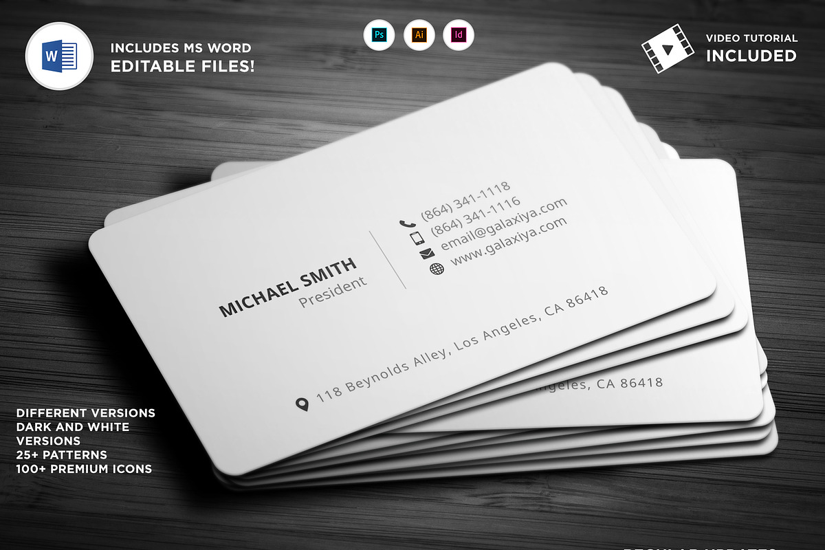 Simple Individual Business Cards, a Business Card Template by Galaxiya (Photo 1 of 10)