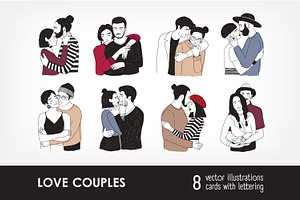 Love couples set + greeting cards, a Person Illustration by Good Studio