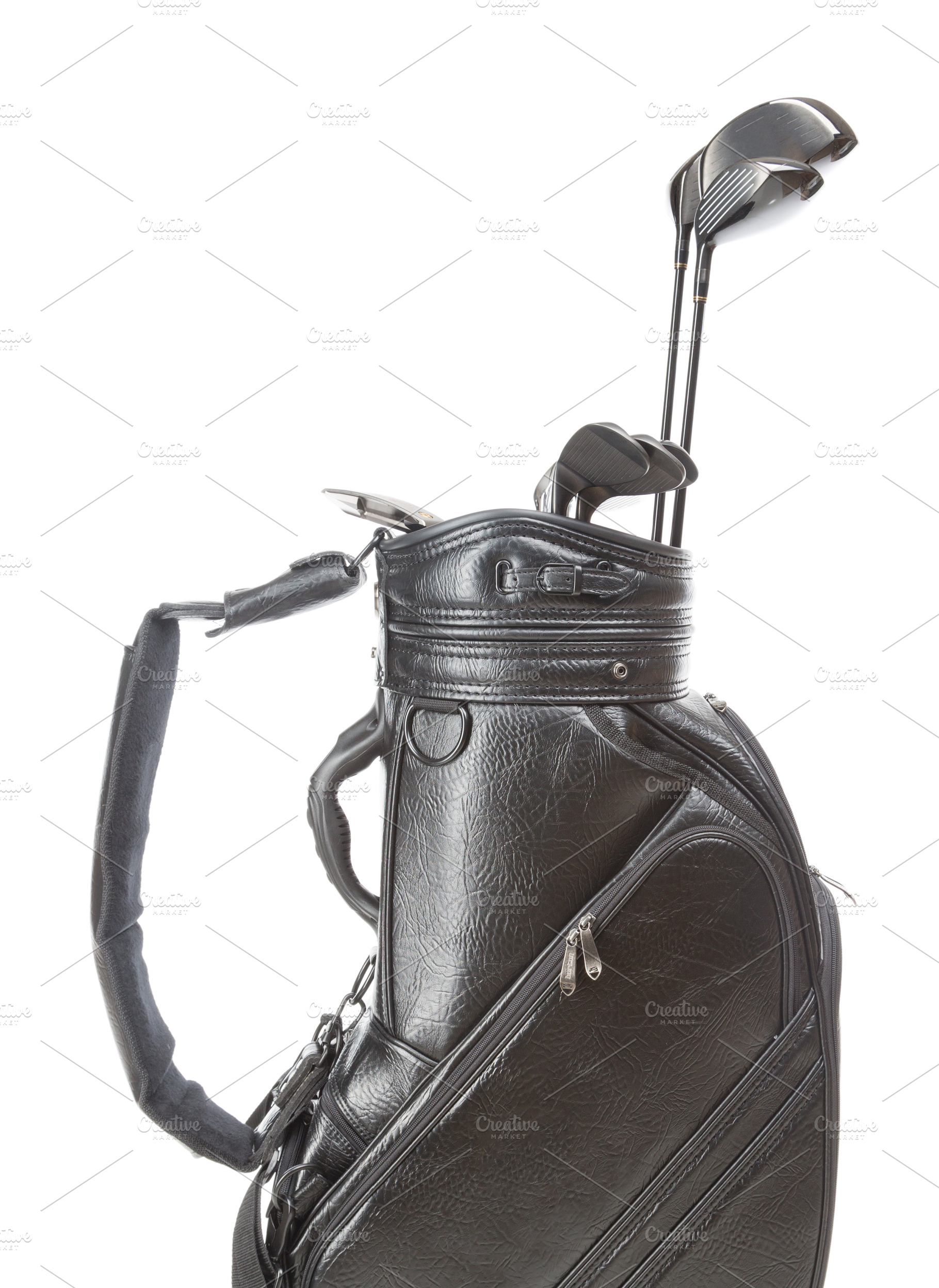Luxury Black Leather Golf Clubs Bag, a Sports & Recreation Photo by Andy Dean Photography