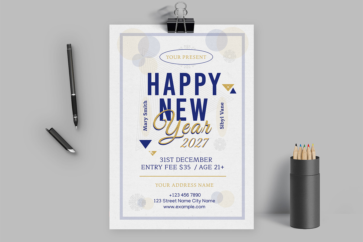 Happy New Year Flyer 2027, a Flyer Template by ContestDesign (Photo 1 of 2)