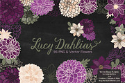 Plum Purple Dahlia Flowers, an Illustration by Amanda Ilkov (Thumbnail 2 of 4)