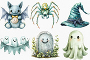 Mint Green Halloween Clipart, an Illustration by Canvas Craft (Thumbnail 3 of 8)