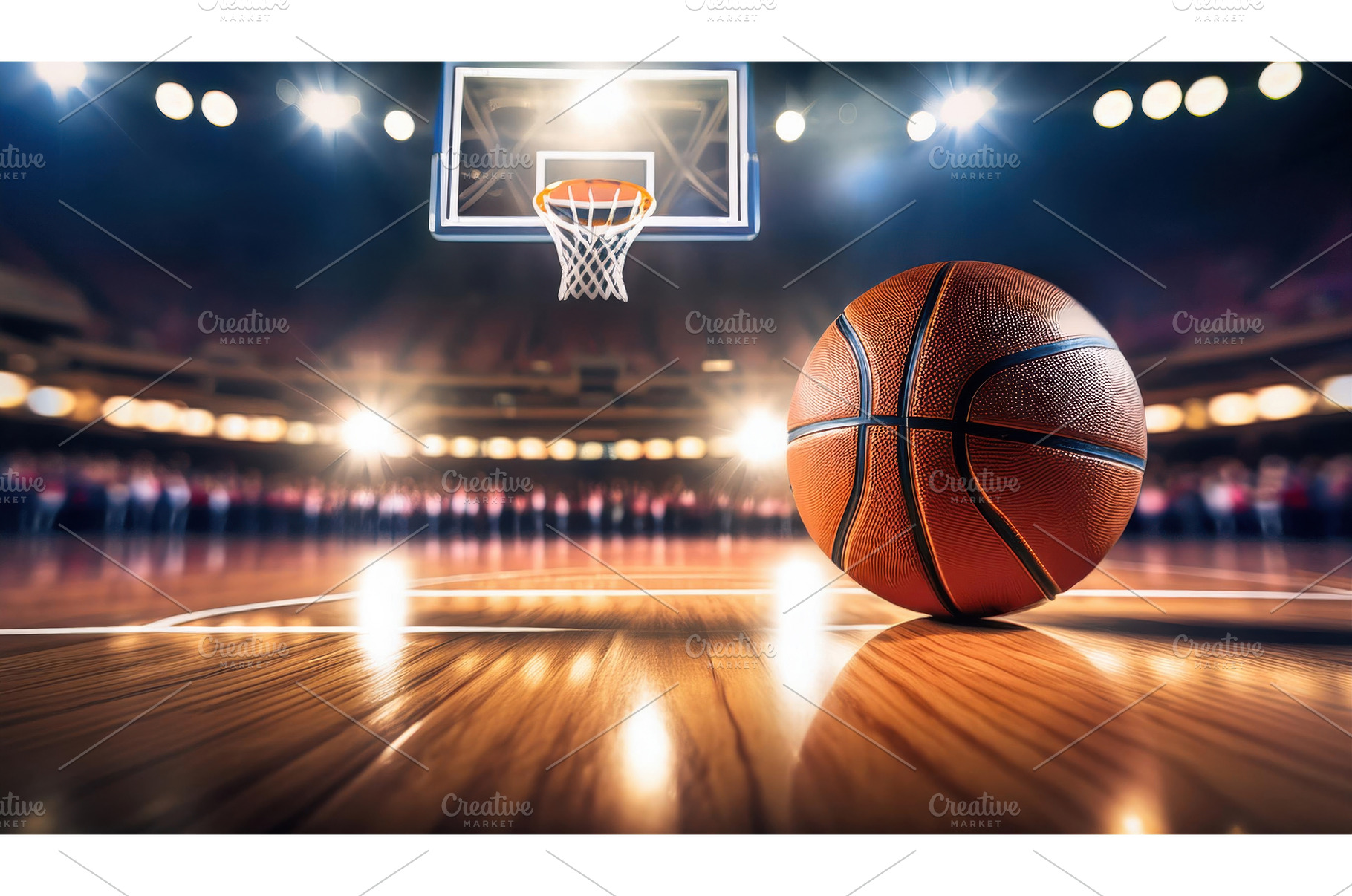 Basketball court with a focus on a, a Sports & Recreation Photo by Igor Tichonow