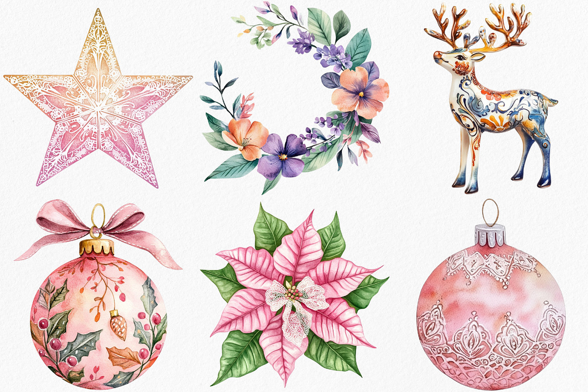 Watercolor Grandmillennial Christmas, an Illustration by Canvas Craft (Photo 2 of 8)
