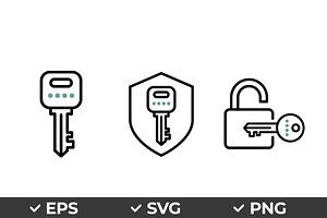 Key Security Access Vector Icon Set, an Object Graphic by Artonix
