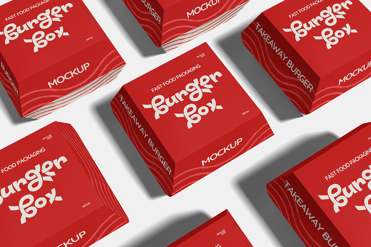 Burger Takeout Box Mockup, a Packaging Mockup by DSNA Mockup (Photo 5 of 6)