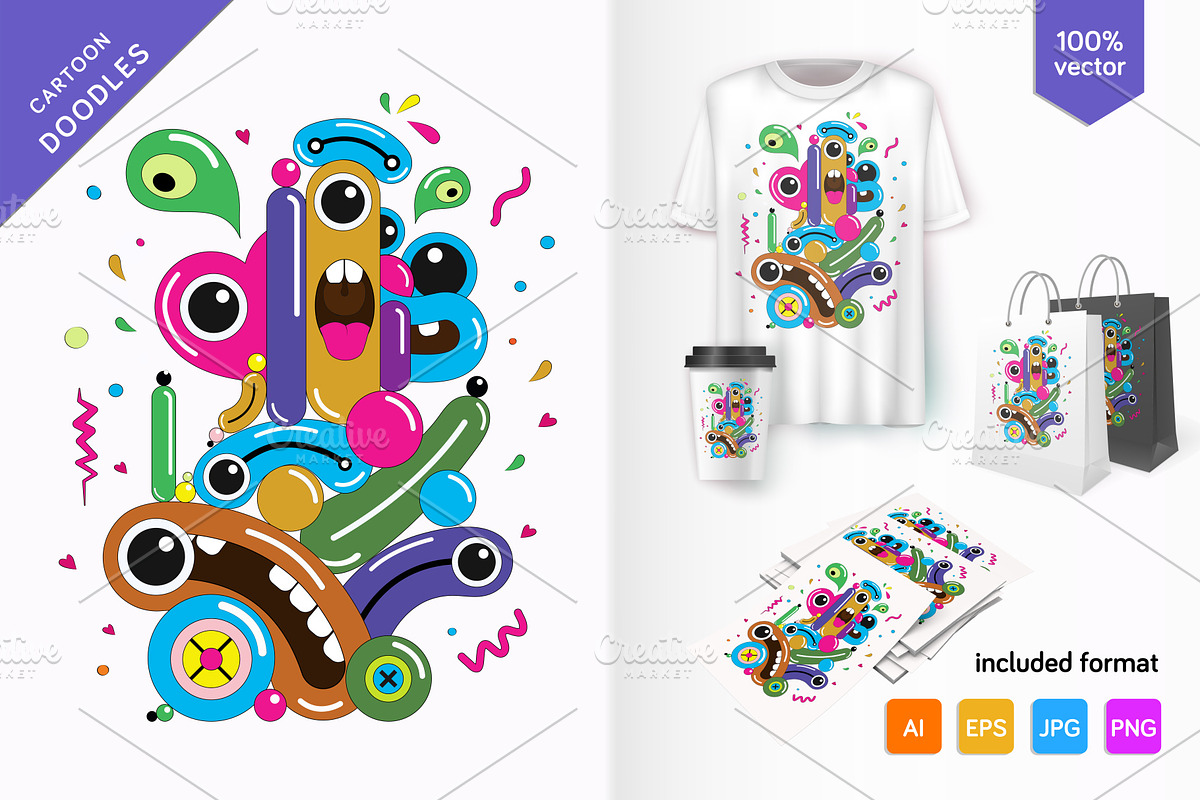 Bright cartoon doodle, a Decorative Illustration by KENO Mascots (Photo 1 of 3)