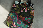 Dragon, coconut and tropical orchid, a Pattern Graphic by Matrioshka (Thumbnail 4 of 6)