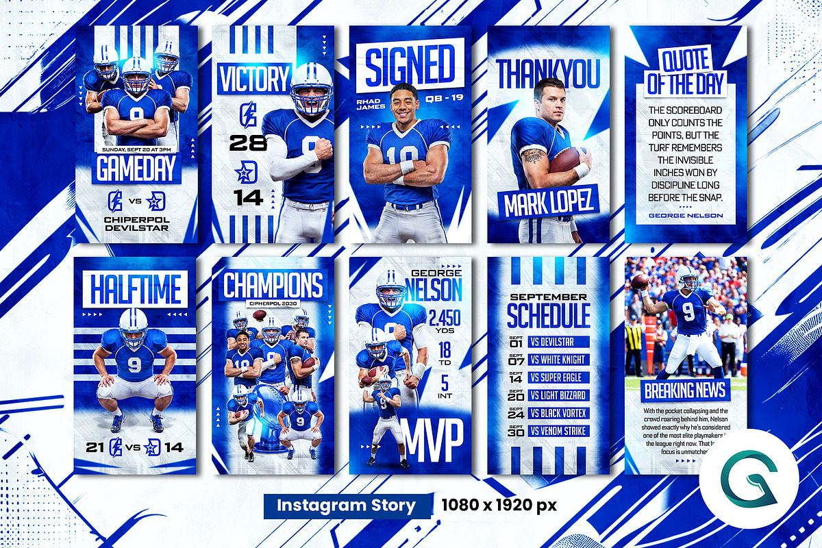 American Football Social Media Pack, a Social Media Template by Geelator Studio (Photo 3 of 4)