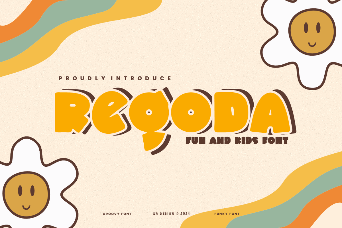 Regoda - Groovy Font, a Sans Serif Font by QR Design Studio (Photo 1 of 6)