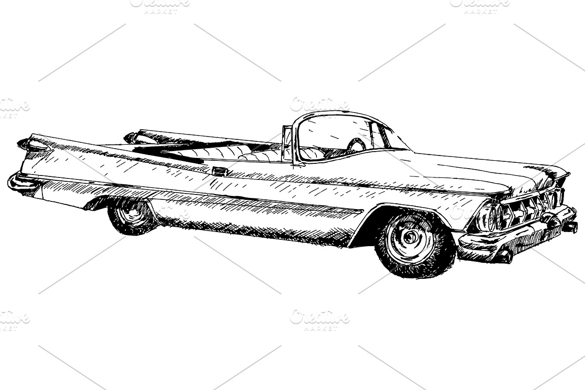 Classic American Vintage Car Drawing, an Illustration by Doggy Days (Photo 3 of 9)