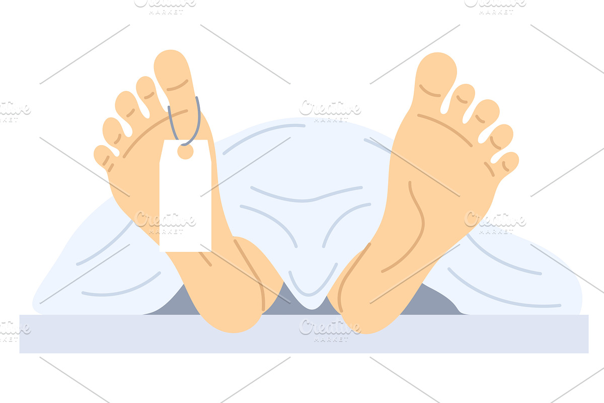 Human feet with tag on big toe, a Healthcare Illustration by Vectorbuum
