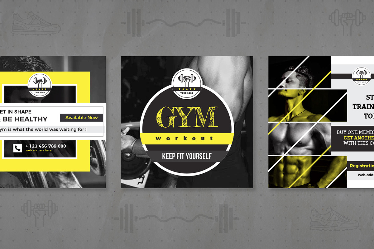 Fitness & GYM Instagram Pack, a Social Media Template by ZAAS (Photo 3 of 6)
