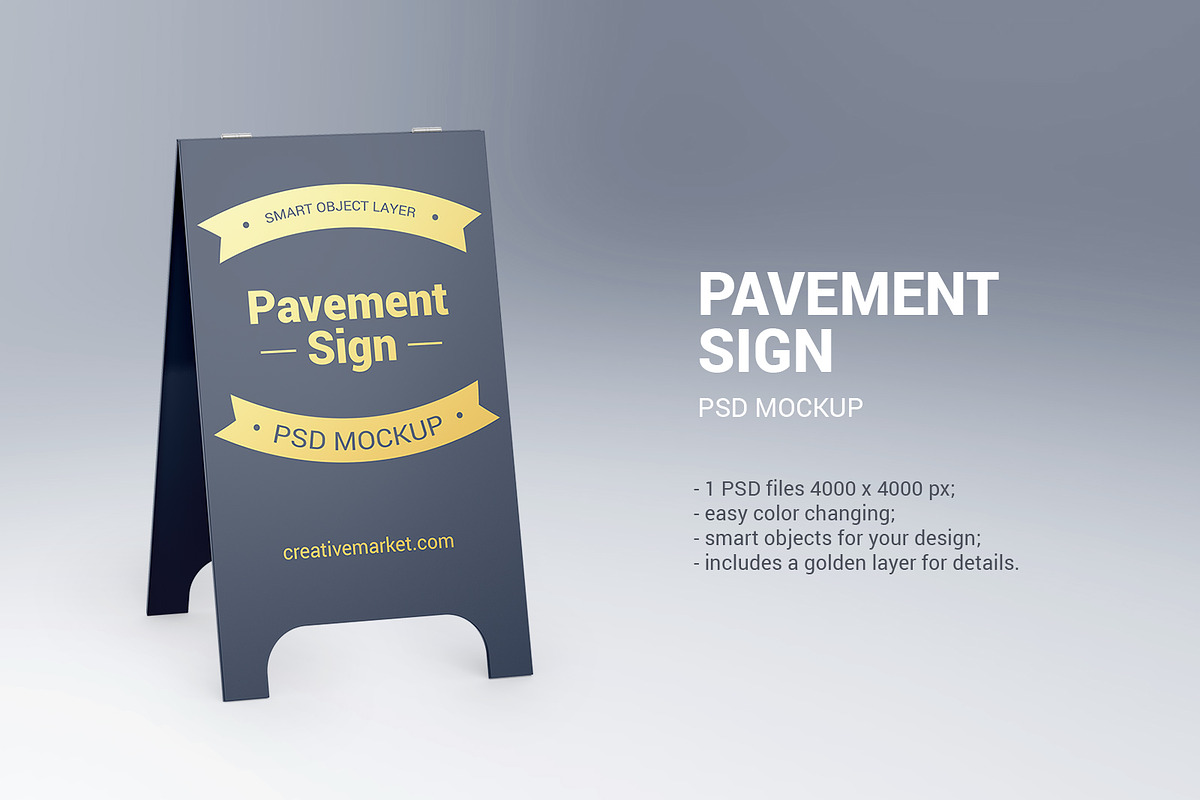 Pavement Sign Mockup, an Advertising Mockup by ShooShooShop (Photo 1 of 3)