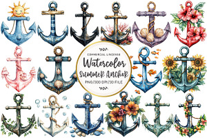 Summer Anchor Clipart, an Illustration by OK Design
