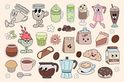 Groovy Coffee Characters Clipart, an Object Graphic by Alina Sh (Thumbnail 3 of 8)