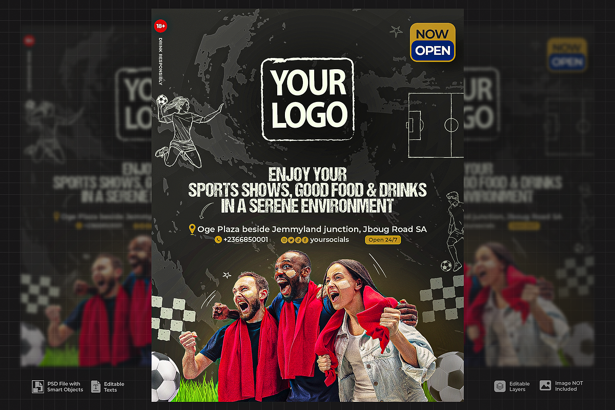 Sports Fans Game Night Flyer, a Flyer Template by SethDesign Studio (Photo 2 of 4)
