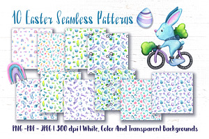 Watercolor Easter Seamless Patterns