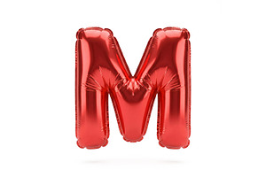 Red Metallic Letter M Foil Balloon P, a School & Education Photo by shahsoft