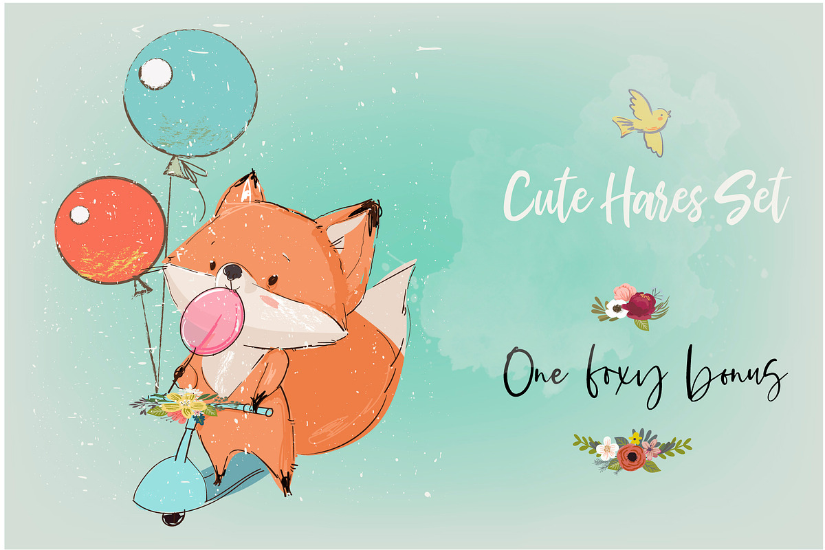 Cute Hares Set, an Animal Illustration by Eve Farb (Photo 3 of 3)