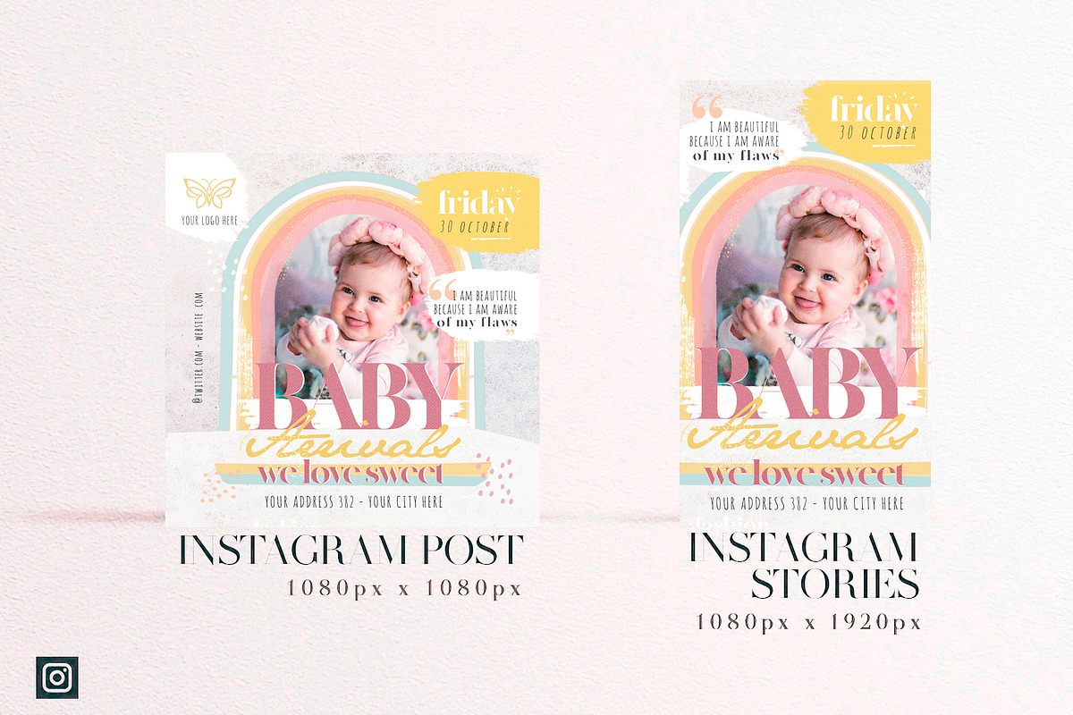 Baby Arrivals Social Media Pack, a Social Media Template by Touringxx Creative Studio (Photo 2 of 5)