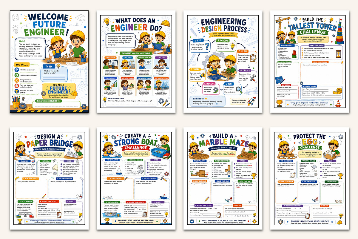 Engineering Challenge Workbook, a Stationery Template by Designmela01 (Photo 2 of 5)