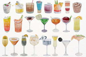 Watercolor Cocktail & Drink